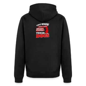 Distressed - In humans I like their dogs - Unisex Premium Organic Zip Hoodie - black - Back - Nico (187cm)