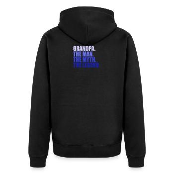 Opa Mann Mythos Legende Shirt Grandpa Geschenk - Unisex Premium Bio Zip Hoodie - Schwarz - Hinten - Nico (187cm)