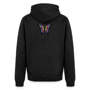 Schmetterling bunt - Unisex Premium Bio Zip Hoodie - Schwarz - Hinten - Nico (187cm)