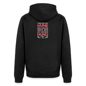Hund - Ich rede mit meinem Hund - Unisex Premium Bio Zip Hoodie - Schwarz - Hinten - Nico (187cm)