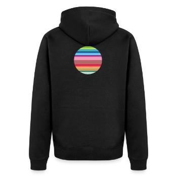 striped colorful - Unisex Premium Organic Zip Hoodie - black - Back - Nico (187cm)