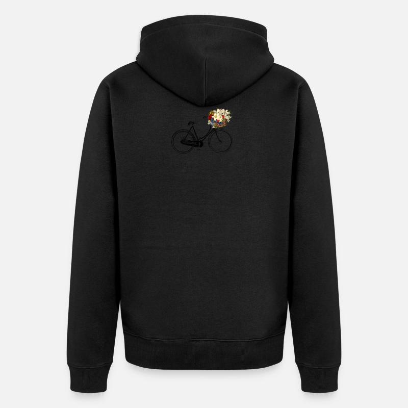 Vélo avec des fleurs - Veste à capuche bio Premium Unisexe - noir