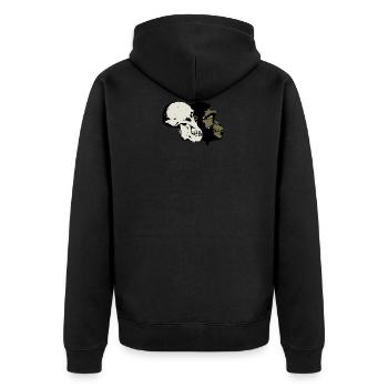Evolution - Unisex Premium Bio Zip Hoodie - Schwarz - Hinten - Nico (187cm)