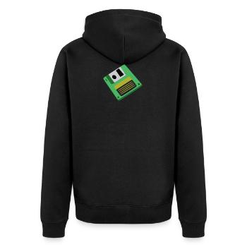 Diskette - Unisex Premium Bio Zip Hoodie - Schwarz - Hinten - Nico (187cm)