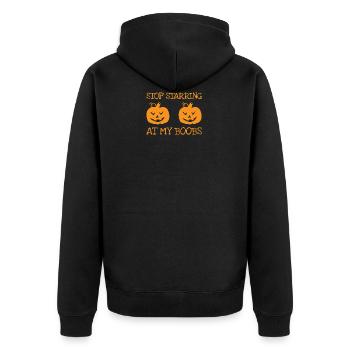 Effrayant Halloween Costume T-shirt d'arrêt Boobs Mettant en vedette - Veste à capuche bio Premium Unisexe - noir - Dos - Nico (187cm)