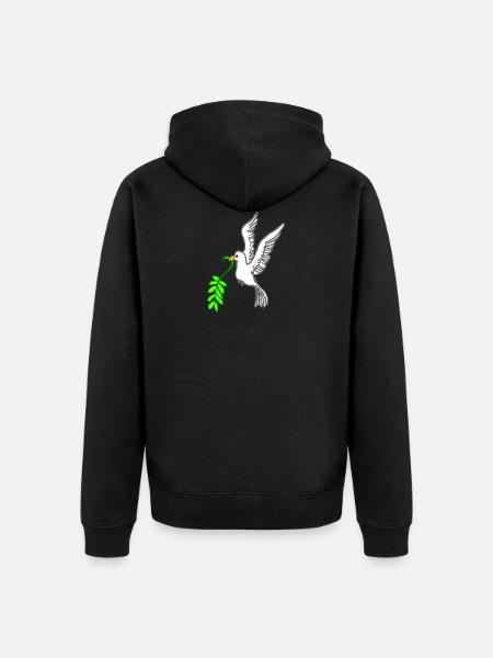 Dove of peace drawn - Unisex Premium Organic Zip Hoodie - black