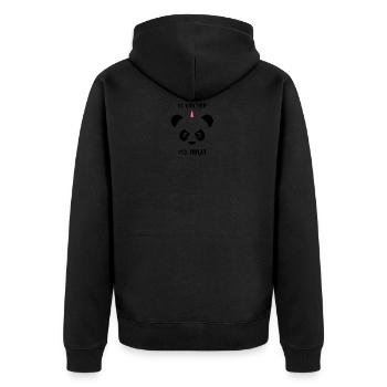 Einhorn Ninja lustig Panda Geschenk Weihnachten - Unisex Premium Bio Zip Hoodie - Schwarz - Hinten - Nico (187cm)