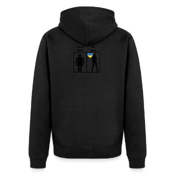 Ukraine gift my your wife - Unisex Premium Organic Zip Hoodie - black - Back - Nico (187cm)