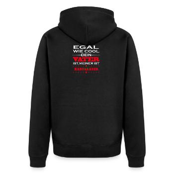 Egal wie cool vater geschenk ist Marokko - Unisex Premium Bio Zip Hoodie - Schwarz - Hinten - Nico (187cm)