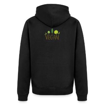 Veganer Shirt - Unisex Premium Bio Zip Hoodie - Schwarz - Hinten - Nico (187cm)