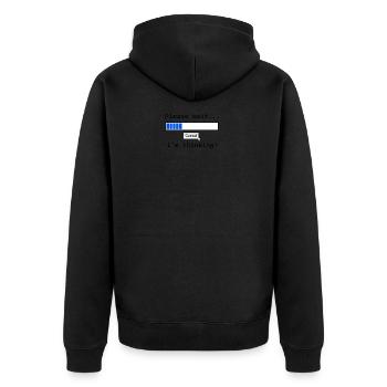 Ich denke nach - Unisex Premium Bio Zip Hoodie - Schwarz - Hinten - Nico (187cm)