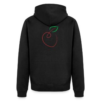 Apfel - Unisex Premium Bio Zip Hoodie - Schwarz - Hinten - Nico (187cm)