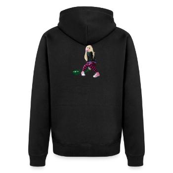 Manga Girl - Unisex Premium Bio Zip Hoodie - Schwarz - Hinten - Nico (187cm)