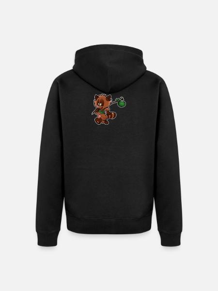 Waschbär Comic - Unisex Premium Bio Zip Hoodie - Schwarz