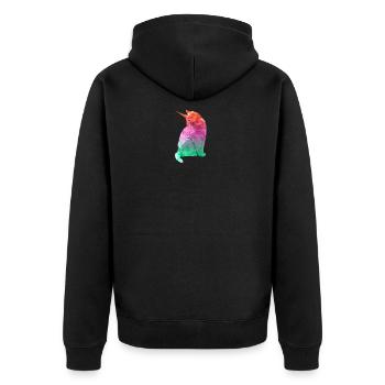 Einhorn Katze Geschenk - Unisex Premium Bio Zip Hoodie - Schwarz - Hinten - Nico (187cm)