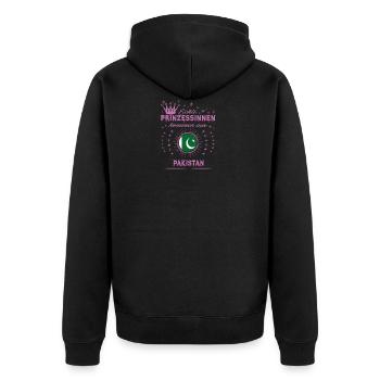 Prinessinnen kommen PAKISTAN - Unisex Premium Bio Zip Hoodie - Schwarz - Hinten - Nico (187cm)