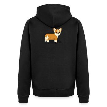 Corgi - Unisex Premium Bio Zip Hoodie - Schwarz - Hinten - Nico (187cm)
