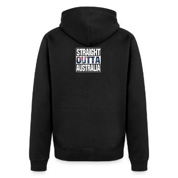 straight outta australia - Unisex Premium Bio Zip Hoodie - Schwarz - Hinten - Nico (187cm)