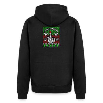 Christmas Ugly Merry Christmas Xmas Gift - Unisex Premium Organic Zip Hoodie - black - Back - Nico (187cm)
