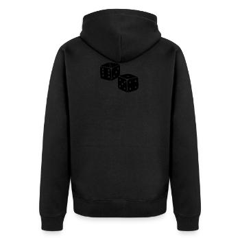 Würfel - Unisex Premium Bio Zip Hoodie - Schwarz - Hinten - Nico (187cm)