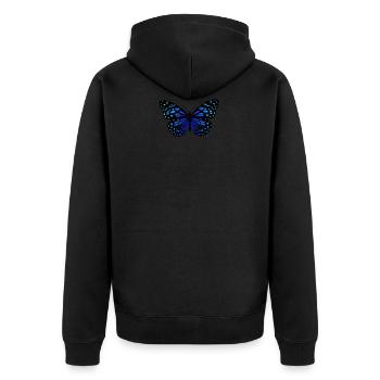 butterfly - Unisex Premium Organic Zip Hoodie - black - Back - Nico (187cm)