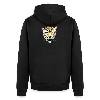 cheetah cat jaguar leopard ocelot gepard wildcat29 - Unisex Premium Bio Zip Hoodie - Schwarz - Hinten - Nico (187cm)