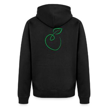 Apfel - Unisex Premium Bio Zip Hoodie - Schwarz - Hinten - Nico (187cm)