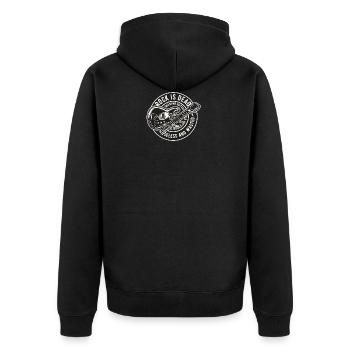 Rock Is Dead - Unisex Premium Bio Zip Hoodie - Schwarz - Hinten - Nico (187cm)