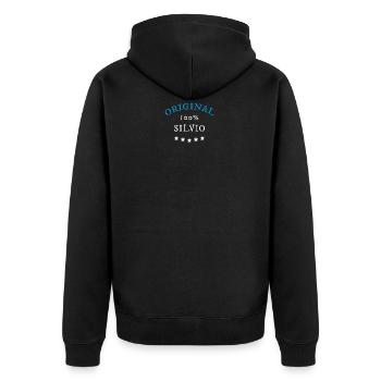 Original 100% Silvio, Geschenk, Namen - Unisex Premium Bio Zip Hoodie - Schwarz - Hinten - Nico (187cm)