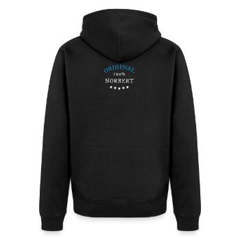 Original 100% Norbert, Geschenk, Namen - Unisex Premium Bio Zip Hoodie - Schwarz - Hinten - Nico (187cm)