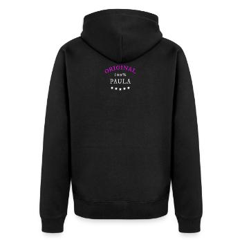 Original 100% Paula, Geschenk, Namen - Unisex Premium Bio Zip Hoodie - Schwarz - Hinten - Nico (187cm)