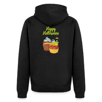 Halloween Cupcake Muffin Kuchen Backen Süßigkeiten - Unisex Premium Bio Zip Hoodie - Schwarz - Hinten - Nico (187cm)