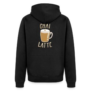 Chai Latte - Unisex Premium Bio Zip Hoodie - Schwarz - Hinten - Nico (187cm)