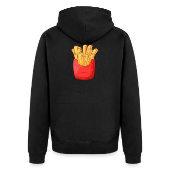 Pommes frites Fritten French Fries - Unisex Premium Bio Zip Hoodie - Schwarz - Hinten - Nico (187cm)