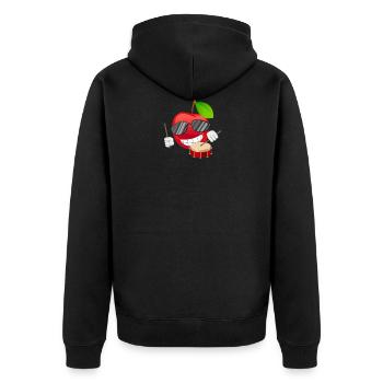 Kirsche cherry Trommel Drummer emoji - Unisex Premium Bio Zip Hoodie - Schwarz - Hinten - Nico (187cm)