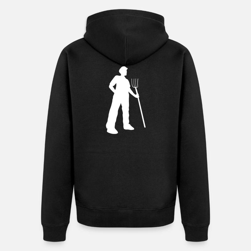 Agriculteur avec fourche - Veste à capuche bio Premium Unisexe - noir
