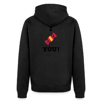I love you candy candy saying - Unisex Premium Organic Zip Hoodie - black - Back - Nico (187cm)