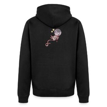 space cat - Unisex Premium Bio Zip Hoodie - Schwarz - Hinten - Nico (187cm)