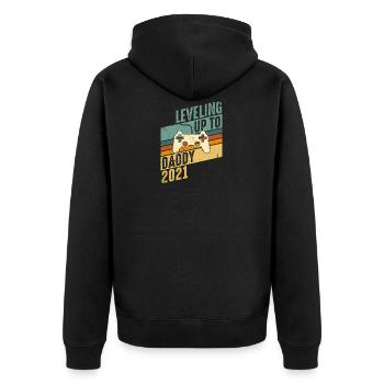 Niveau jusqu'à père 2021 papa de jeu bébé enceinte - Veste à capuche bio Premium Unisexe - noir - Dos - Nico (187cm)