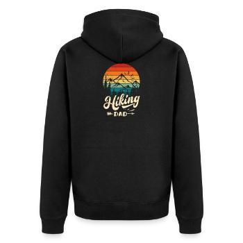 Hiking Dad - Lustiges Wander Kletter Bergsteigen - Unisex Premium Bio Zip Hoodie - Schwarz - Hinten - Nico (187cm)