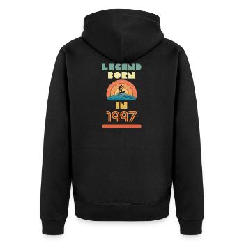 legend born in 1997 - Unisex Premium Organic Zip Hoodie - black - Back - Nico (187cm)