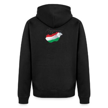 Drapeau de la Hongrie sur la carte de la Hongrie HU - Veste à capuche bio Premium Unisexe - noir - Dos - Nico (187cm)