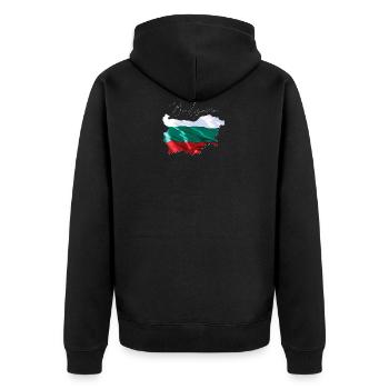 Echte Bulgarien Flagge – Flag Map EN - Unisex Premium Bio Zip Hoodie - Schwarz - Hinten - Nico (187cm)