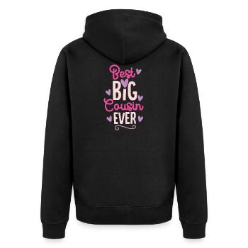 Beste Große Cousine Großcousine Geschenk - Unisex Premium Bio Zip Hoodie - Schwarz - Hinten - Nico (187cm)