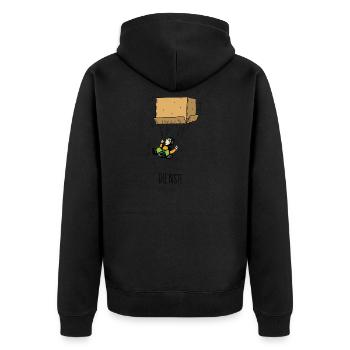 Gleitschirm Kiste paragliding lustig - Unisex Premium Bio Zip Hoodie - Schwarz - Hinten - Nico (187cm)