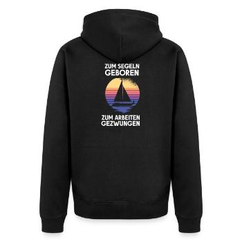 zum segeln geboren - Unisex Premium Bio Zip Hoodie - Schwarz - Hinten - Nico (187cm)