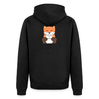 Fox Kaffee Kaffee-Trinker Geschenk - Unisex Premium Bio Zip Hoodie - Schwarz - Hinten - Nico (187cm)