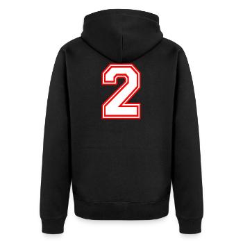 SPORT NUMBER TWO 2 LUCKY NUMBER COOL RETRO STYLE - Unisex Premium Organic Zip Hoodie - black - Back - Nico (187cm)