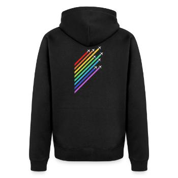 Rainbow LGBT Aviator Airplane Pilot - Unisex Premium Organic Zip Hoodie - black - Back - Nico (187cm)