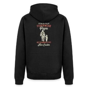 Feuerwehr Papa Wie Ein Normaler Papa Nur Cooler - Unisex Premium Bio Zip Hoodie - Schwarz - Hinten - Nico (187cm)